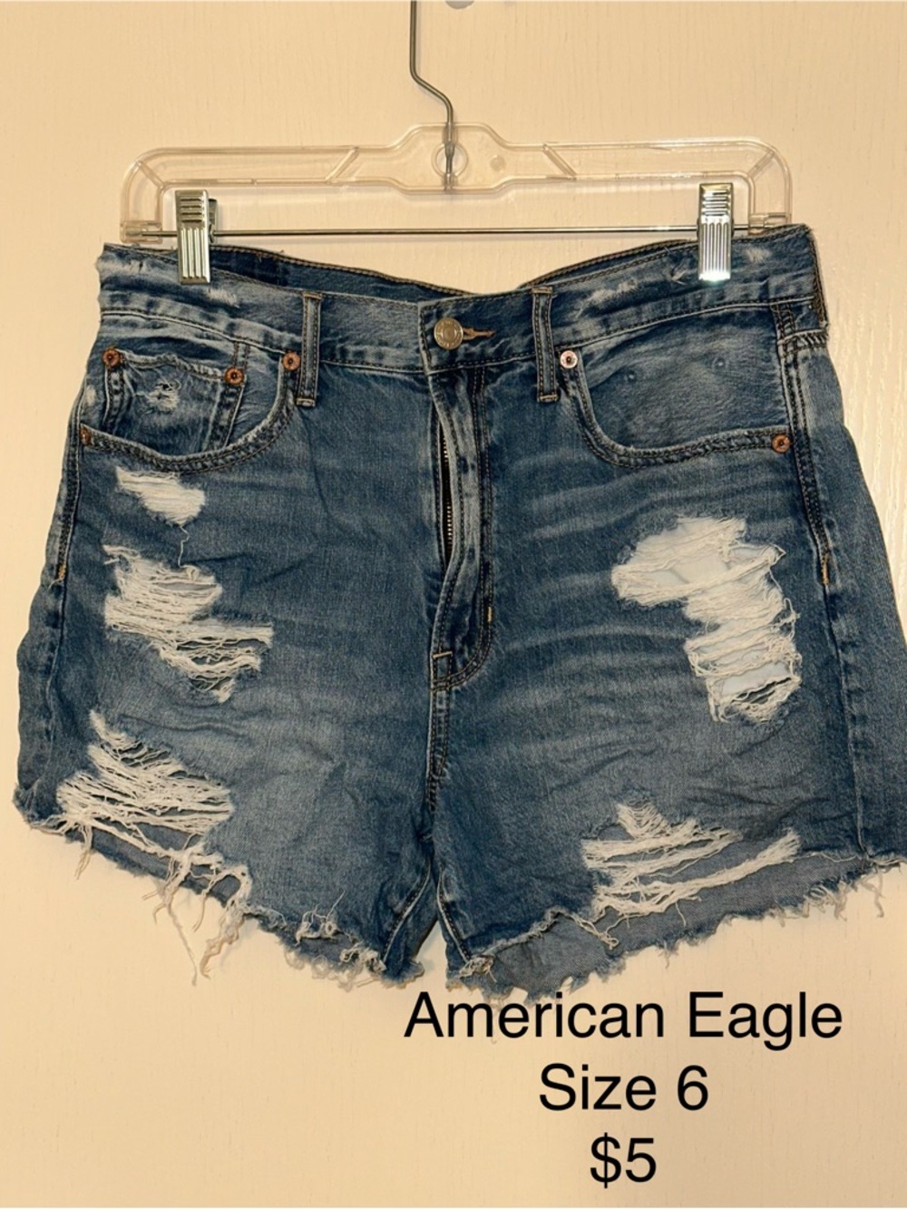 American Eagle Outfitters Distressed Ripped Jean Shorts - Blue